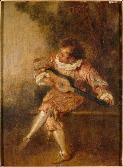 The Serenade Giver (Mezetin) by Jean Antoine Watteau